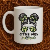 Camo Little Miss 3rd Third Grade Messy Bun Hair Tie Bow Coffee Mug thumb 2