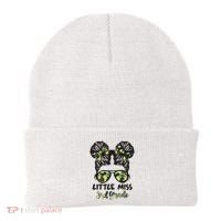 Camo Little Miss 3rd Third Grade Messy Bun Hair Tie Bow Beanie thumb 0