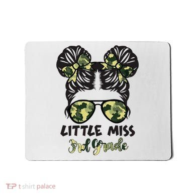 Camo Little Miss 3rd Third Grade Messy Bun Hair Tie Bow Mousepad