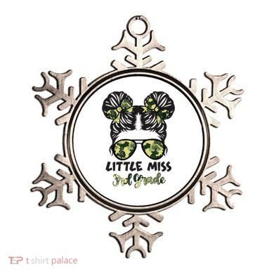 Camo Little Miss 3rd Third Grade Messy Bun Hair Tie Bow Ornament