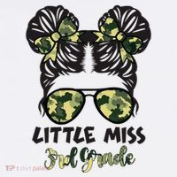Camo Little Miss 3rd Third Grade Messy Bun Hair Tie Bow Ornament thumb 1
