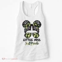 Camo Little Miss 3rd Third Grade Messy Bun Hair Tie Bow Women's Tank Top thumb 0