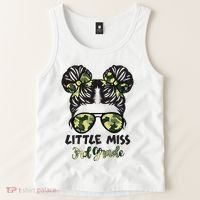 Camo Little Miss 3rd Third Grade Messy Bun Hair Tie Bow Tank Top thumb 2