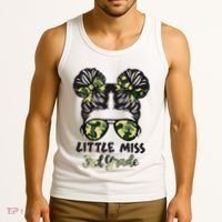 Camo Little Miss 3rd Third Grade Messy Bun Hair Tie Bow Tank Top thumb 3