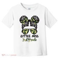 Camo Little Miss 3rd Third Grade Messy Bun Hair Tie Bow Toddler T-Shirt thumb 0