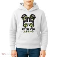 Camo Little Miss 3rd Third Grade Messy Bun Hair Tie Bow Kids Hoodie thumb 4