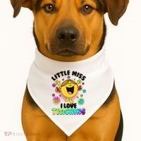 Cute Little Miss I Love Teaching USA-Made Doggie Bandana thumb 1