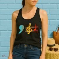 Comma La Music Notes Kamala Harris Music Teacher Elections Women's Tank Top thumb 2