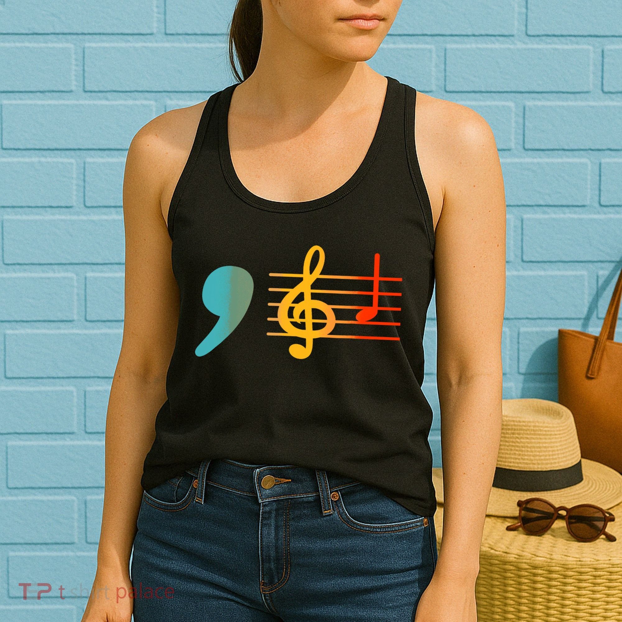 Comma La Music Notes Kamala Harris Music Teacher Elections Women's Tank Top