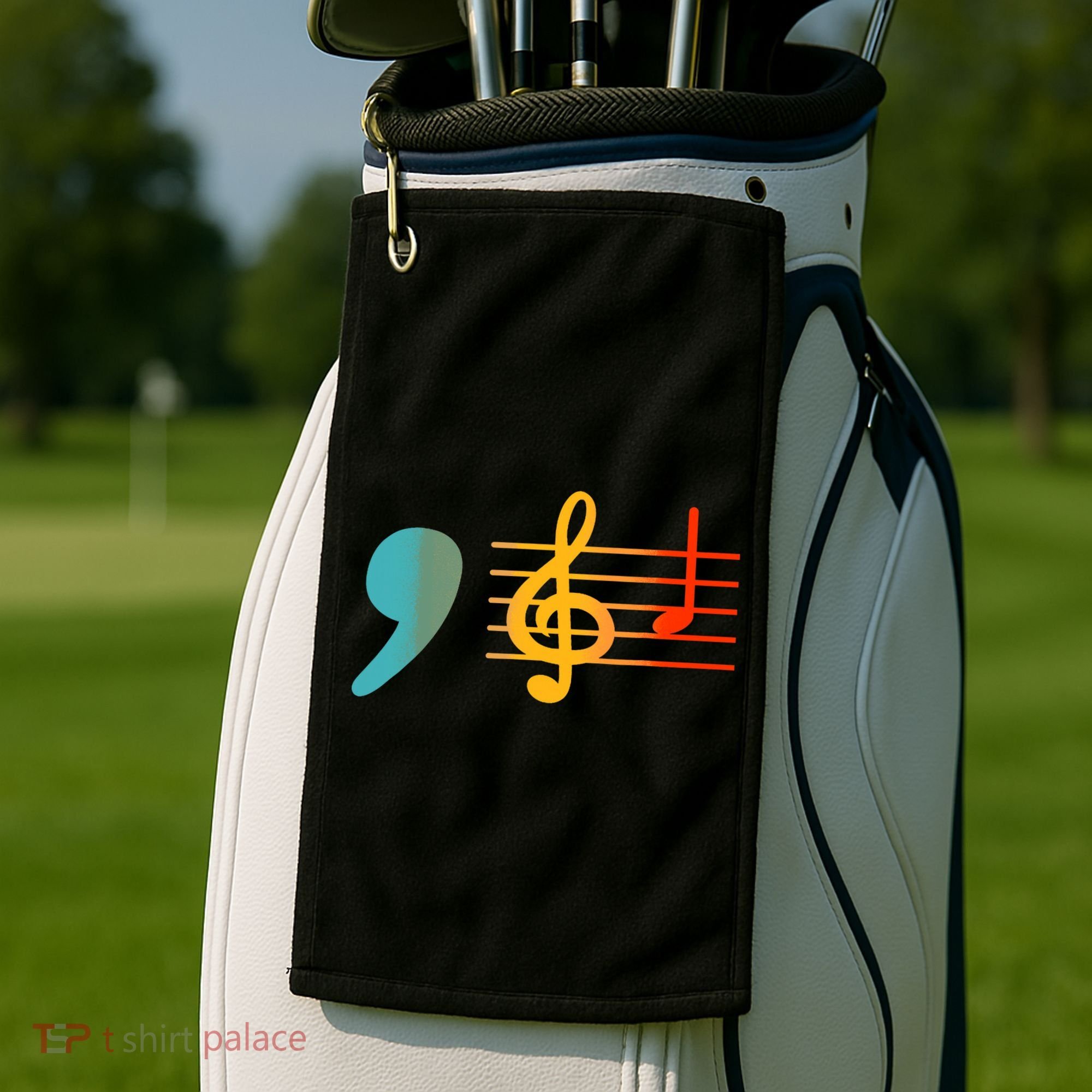 Comma La Music Notes Kamala Harris Music Teacher Elections Golf Towel