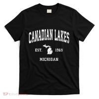 Canadian Lakes Michigan Mi Vintage Athletic T-Shirt thumb 0