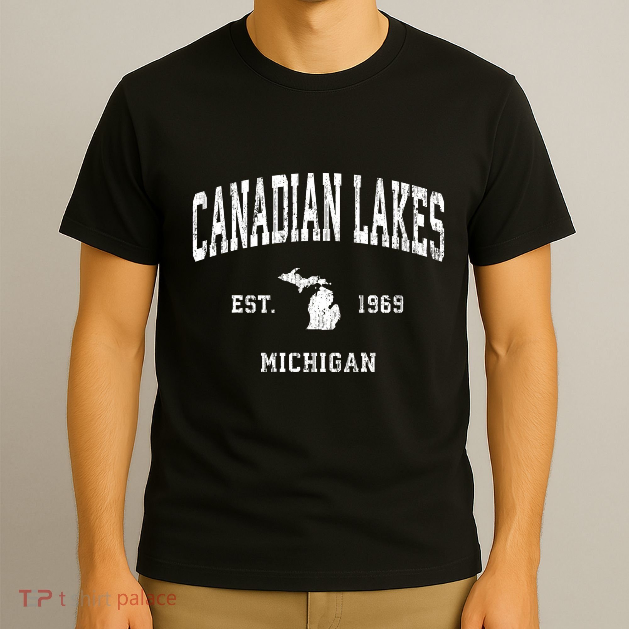 Canadian Lakes Michigan Mi Vintage Athletic T-Shirt