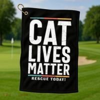 Cat Lives Matter Funny Cat Lovers Golf Towel thumb 1