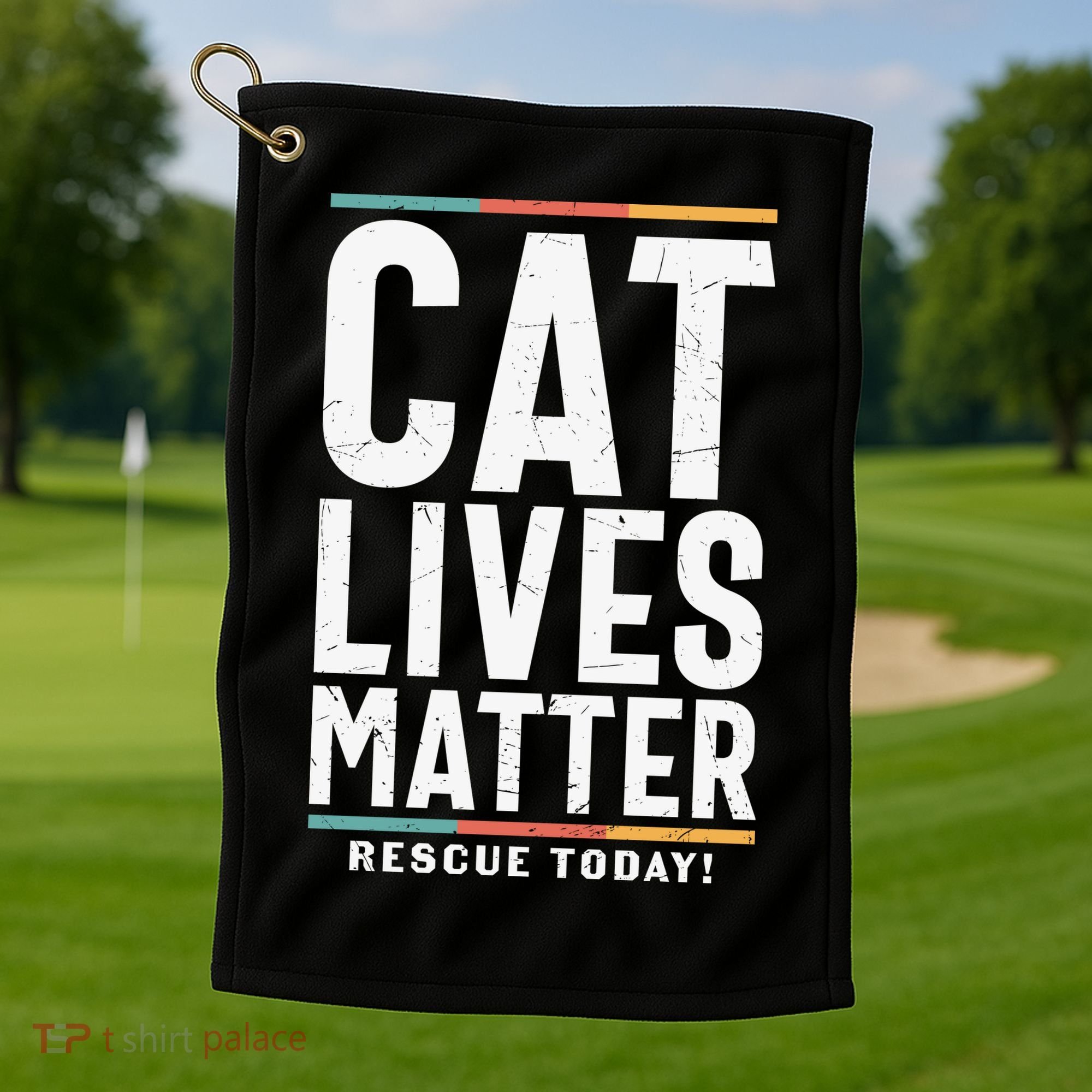 Cat Lives Matter Funny Cat Lovers Golf Towel