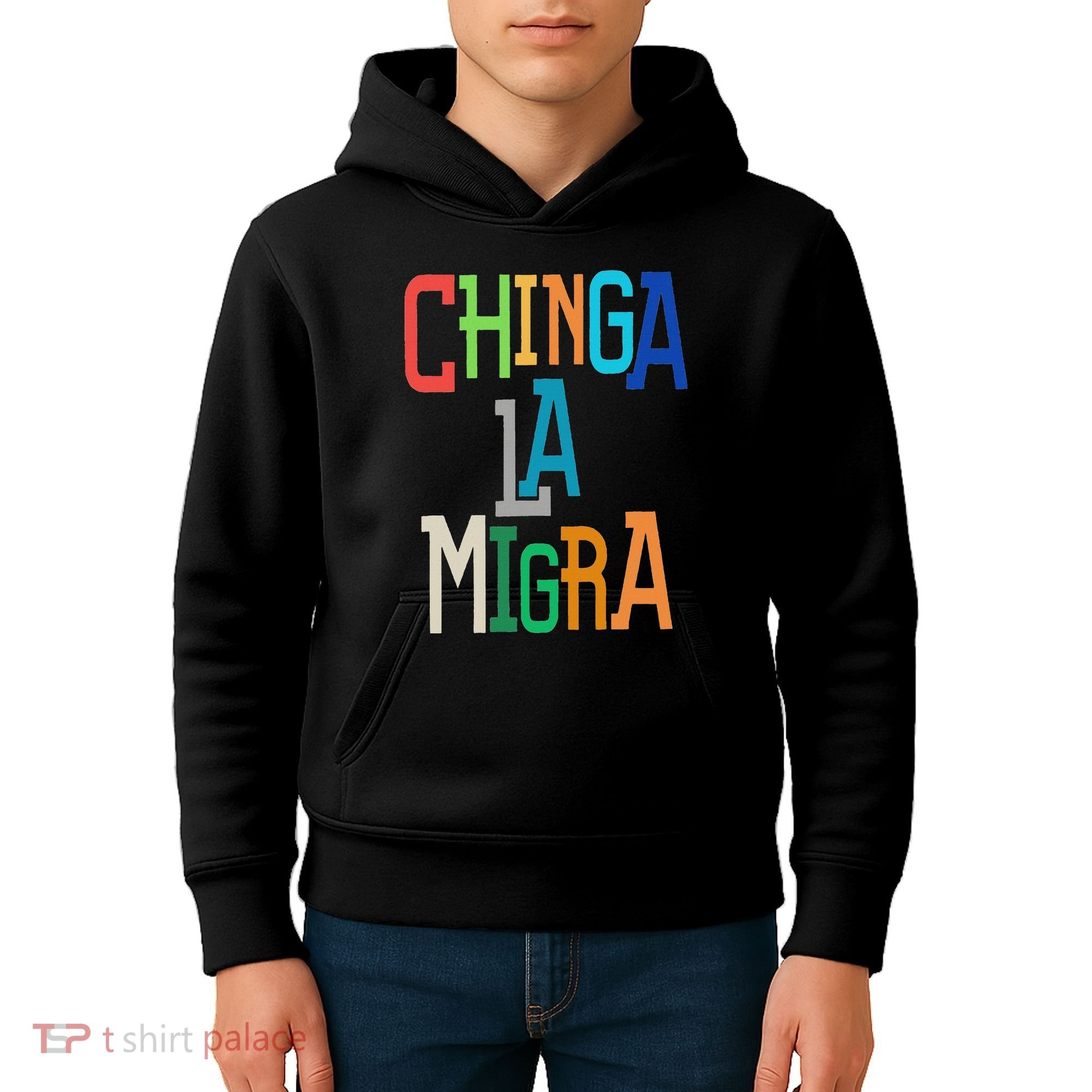 Chinga La Migra Bold Political Matching Kids Hoodie