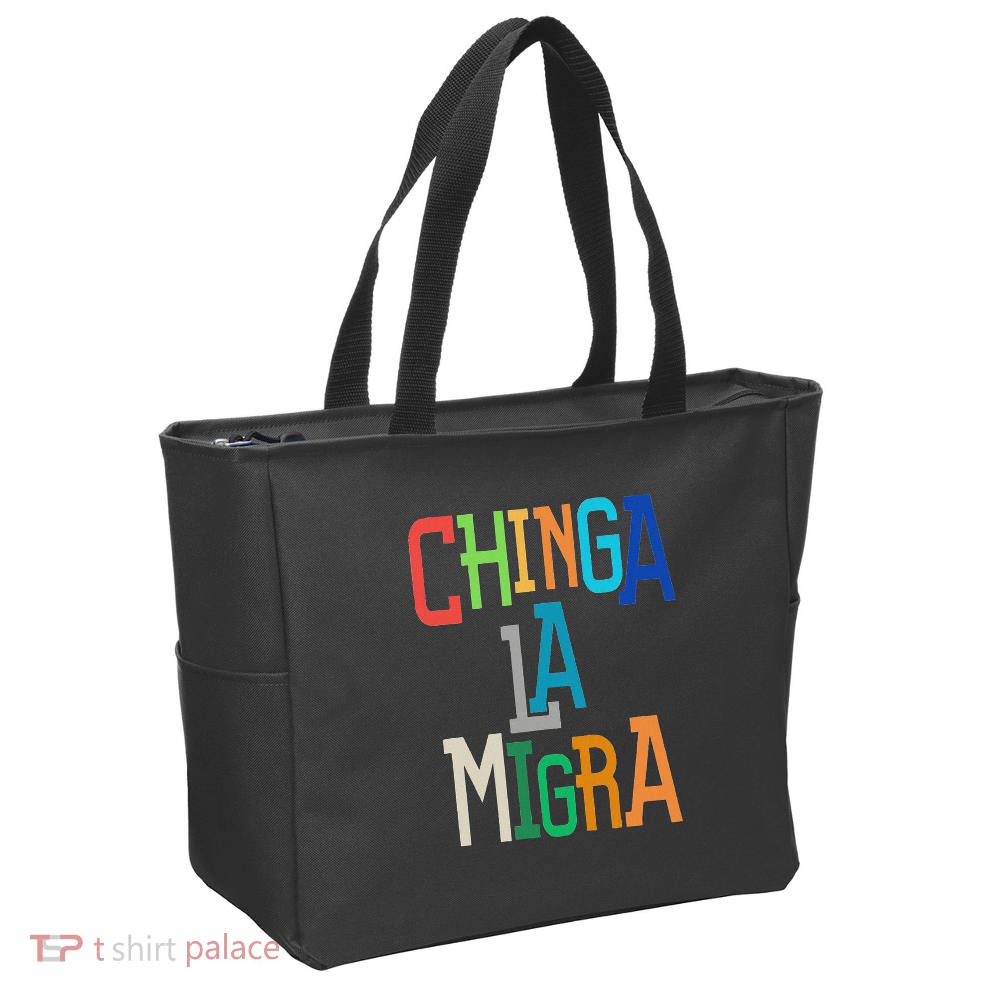 Chinga La Migra Bold Political Matching Tote Bag
