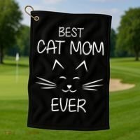 Cat Lover Mom Funny Best Cat Mom Ever Cute Gift Golf Towel thumb 1