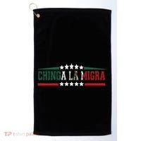 Chinga La Migra Mexico Flag Bandera Ice Immigration Policy Golf Towel thumb 0