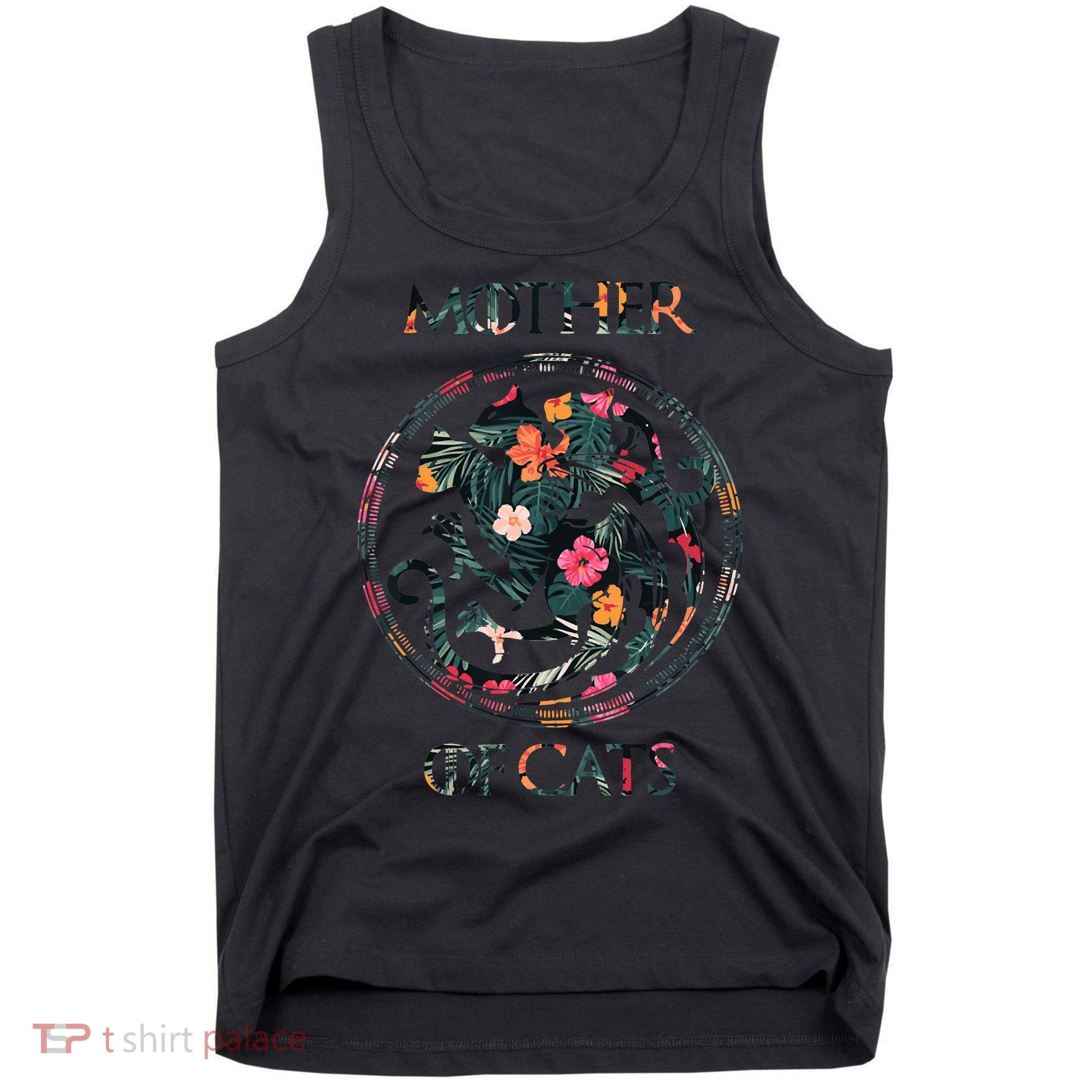 Cat Lovers Mother Of Cats Mix Flower Tank Top