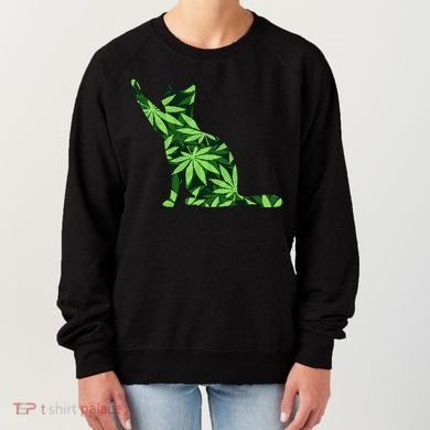Cat Lover Marijuana Weed Smoker Funny Leaf Cannabis Women's Sweatshirt