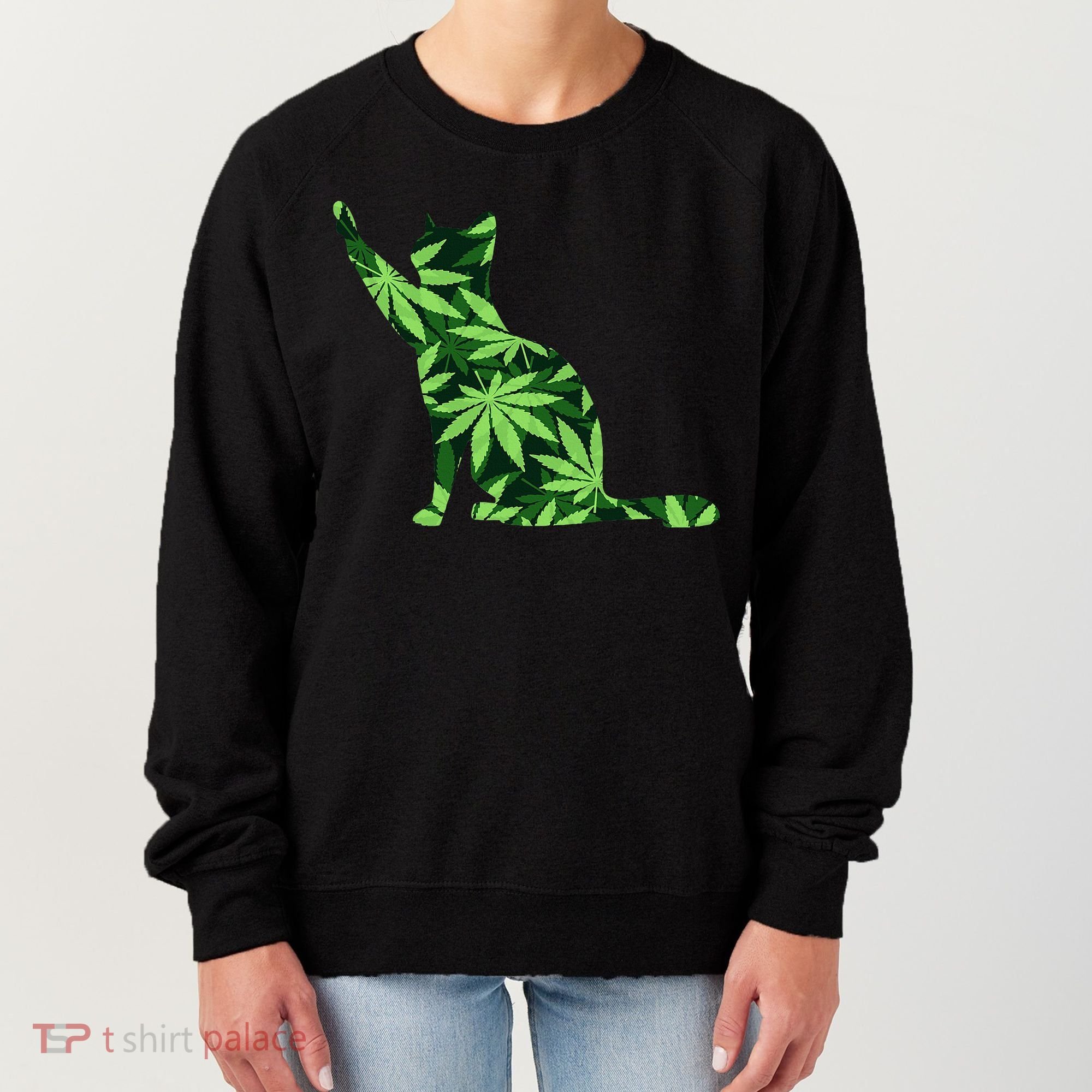 Cat Lover Marijuana Weed Smoker Funny Leaf Cannabis Women's Sweatshirt