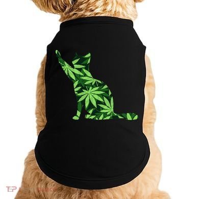 Cat Lover Marijuana Weed Smoker Funny Leaf Cannabis Doggie Tank