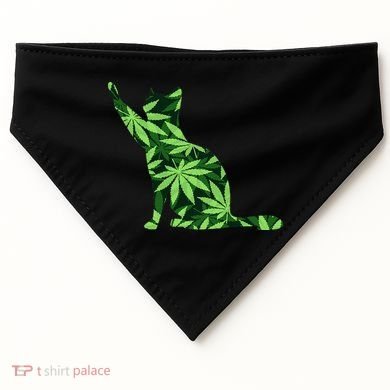 Cat Lover Marijuana Weed Smoker Funny Leaf Cannabis USA-Made Doggie Bandana