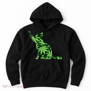 Cat Lover Marijuana Weed Smoker Funny Leaf Cannabis Hoodie