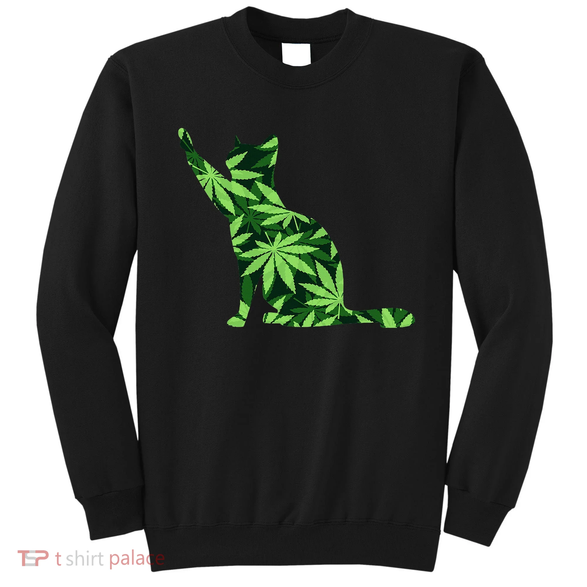 Cat Lover Marijuana Weed Smoker Funny Leaf Cannabis Sweatshirt