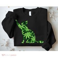 Cat Lover Marijuana Weed Smoker Funny Leaf Cannabis Sweatshirt thumb 2