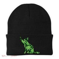 Cat Lover Marijuana Weed Smoker Funny Leaf Cannabis Beanie thumb 0