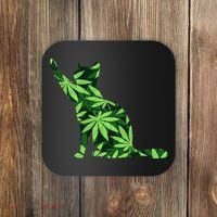 Cat Lover Marijuana Weed Smoker Funny Leaf Cannabis Coaster thumb 0