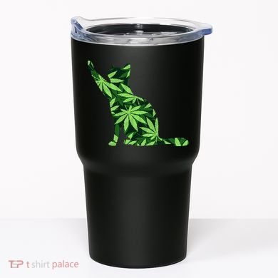 Cat Lover Marijuana Weed Smoker Funny Leaf Cannabis Tumbler