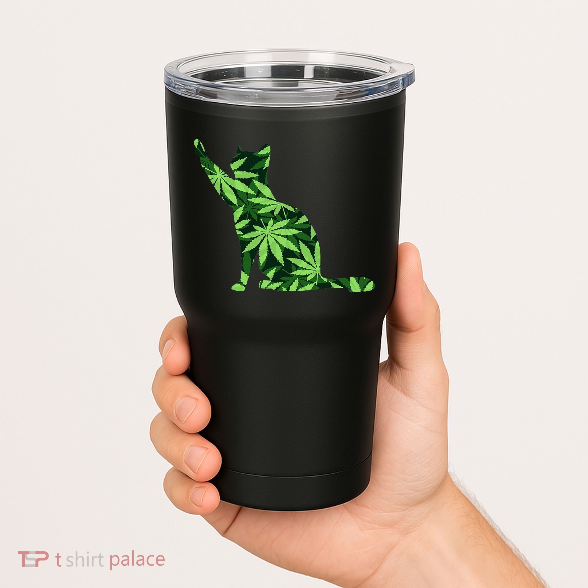 Cat Lover Marijuana Weed Smoker Funny Leaf Cannabis Tumbler