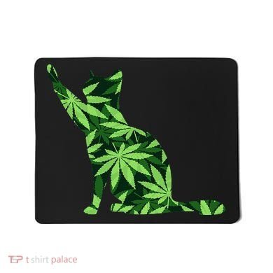 Cat Lover Marijuana Weed Smoker Funny Leaf Cannabis Mousepad