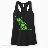 Cat Lover Marijuana Weed Smoker Funny Leaf Cannabis Women's Tank Top thumb 0