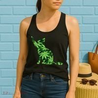 Cat Lover Marijuana Weed Smoker Funny Leaf Cannabis Women's Tank Top thumb 2