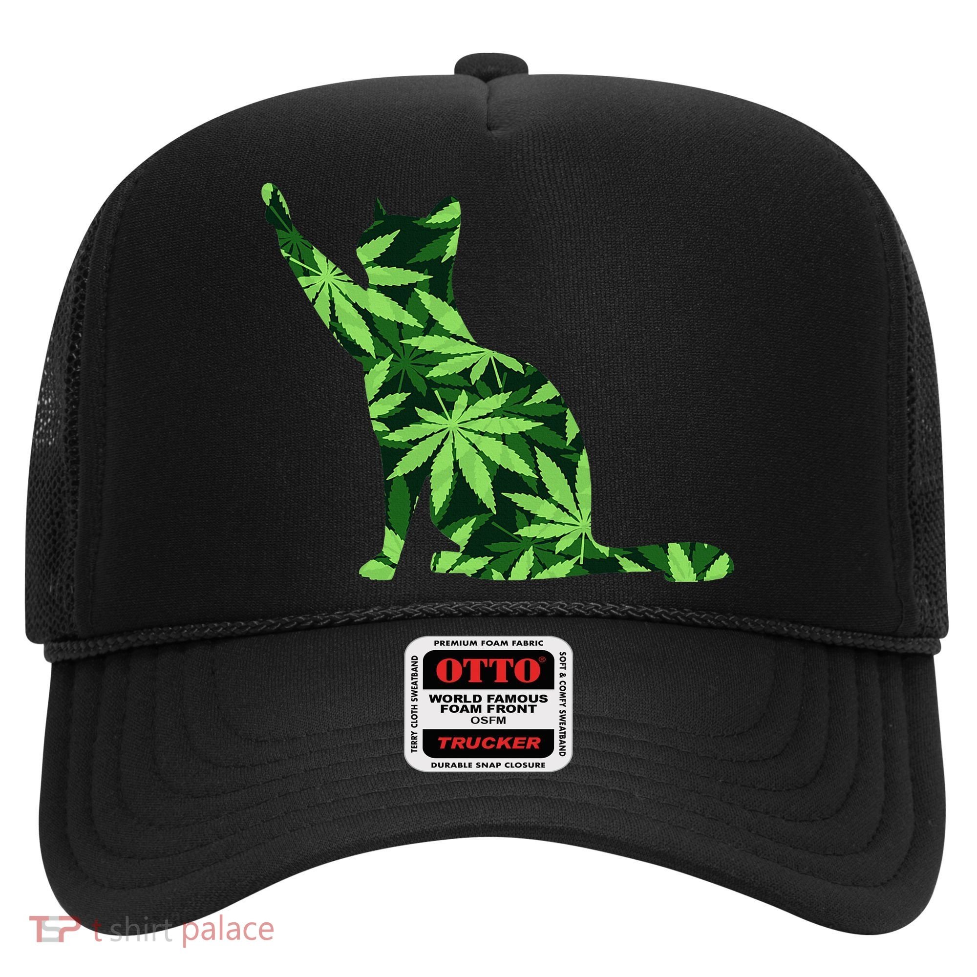 Cat Lover Marijuana Weed Smoker Funny Leaf Cannabis Hat