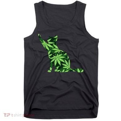 Cat Lover Marijuana Weed Smoker Funny Leaf Cannabis Tank Top
