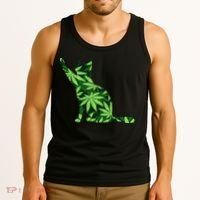 Cat Lover Marijuana Weed Smoker Funny Leaf Cannabis Tank Top thumb 3