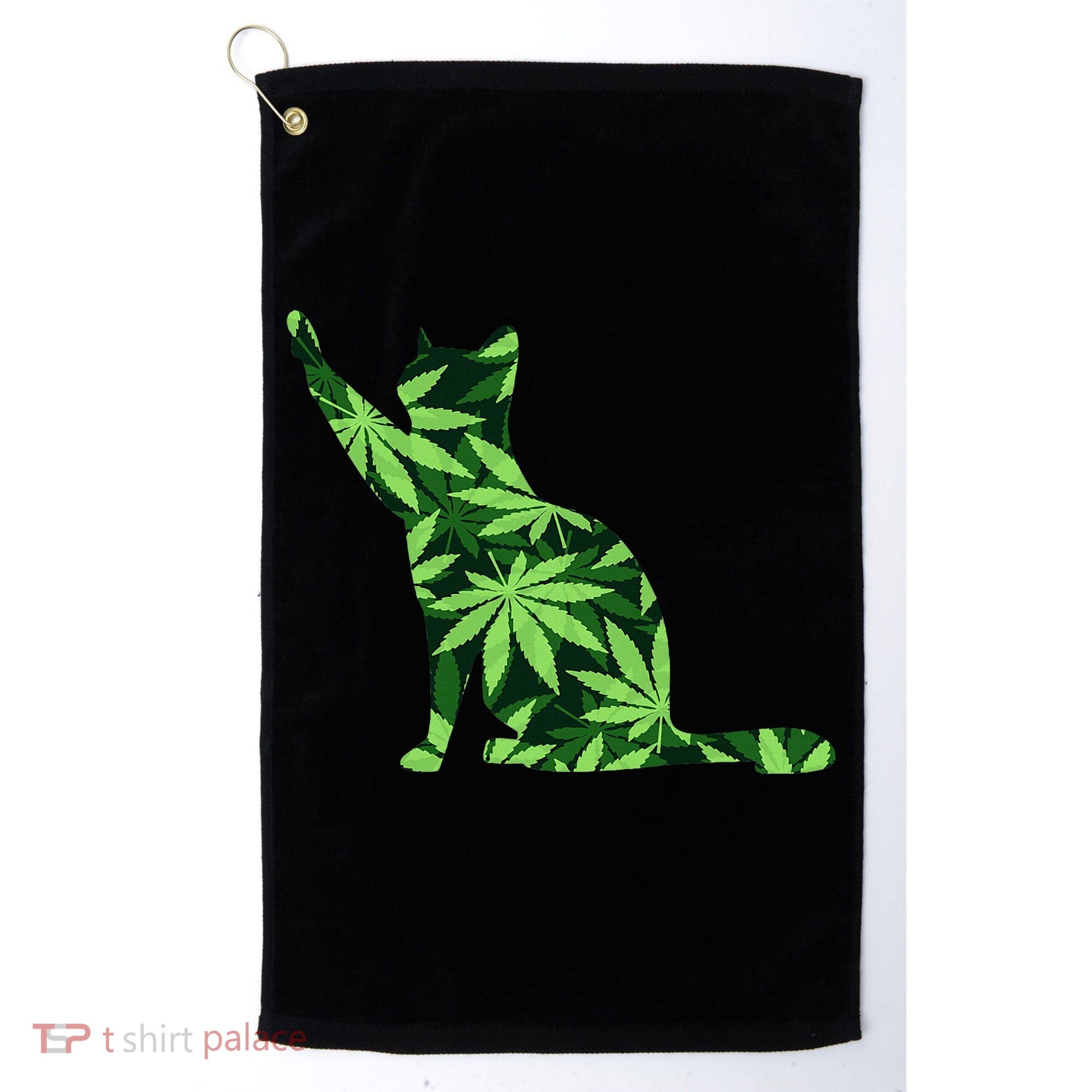 Cat Lover Marijuana Weed Smoker Funny Leaf Cannabis Golf Towel