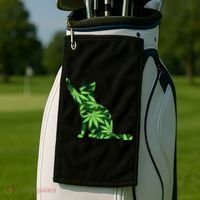 Cat Lover Marijuana Weed Smoker Funny Leaf Cannabis Golf Towel thumb 2