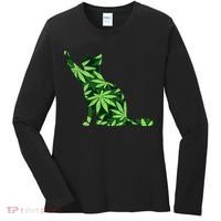 Cat Lover Marijuana Weed Smoker Funny Leaf Cannabis Women's Long Sleeve Shirt thumb 0