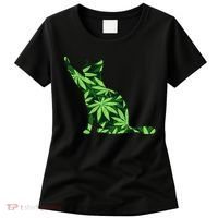 Cat Lover Marijuana Weed Smoker Funny Leaf Cannabis Women's T-Shirt thumb 0