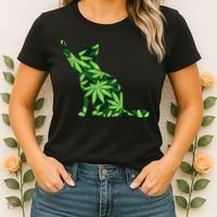 Cat Lover Marijuana Weed Smoker Funny Leaf Cannabis Women's T-Shirt thumb 2