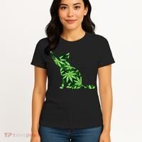 Cat Lover Marijuana Weed Smoker Funny Leaf Cannabis Women's T-Shirt thumb 4