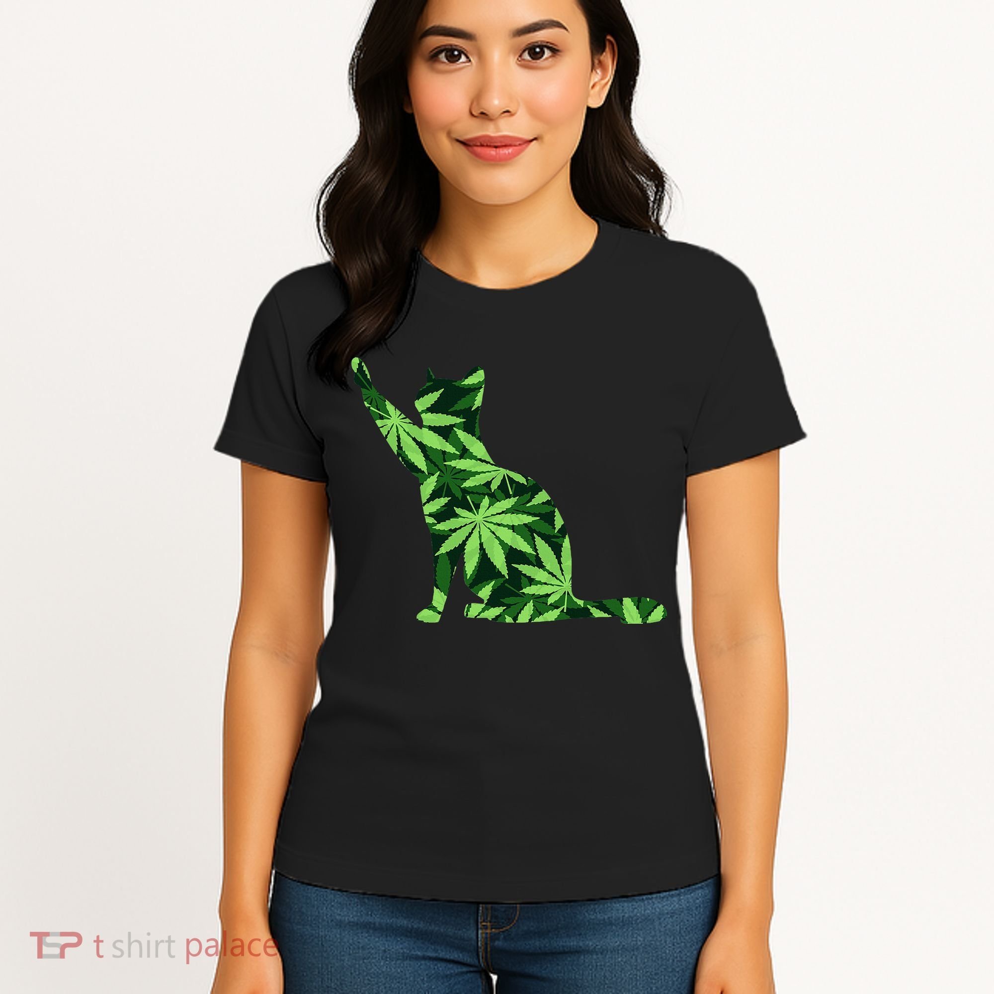 Cat Lover Marijuana Weed Smoker Funny Leaf Cannabis Women's T-Shirt