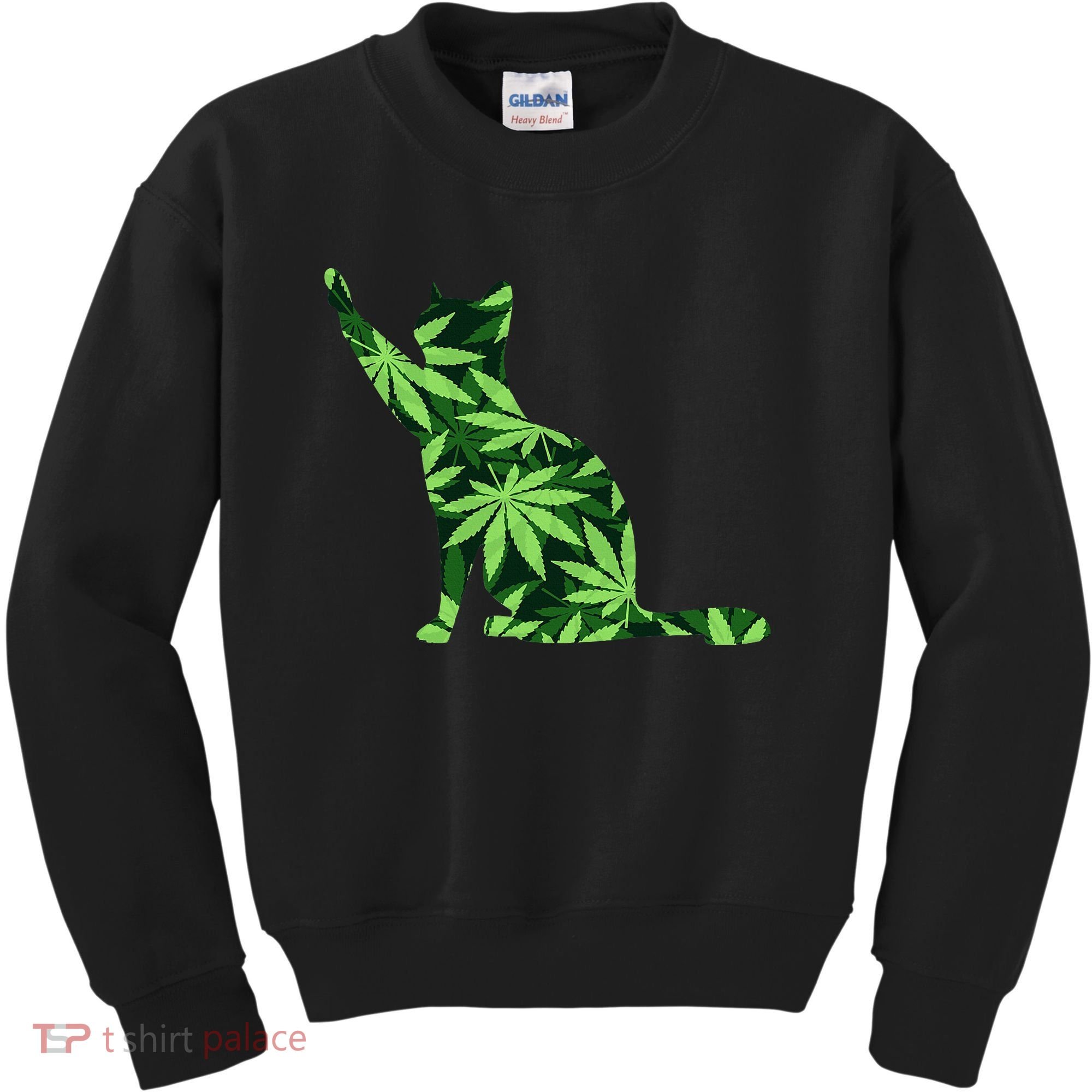 Cat Lover Marijuana Weed Smoker Funny Leaf Cannabis Kids Sweatshirt