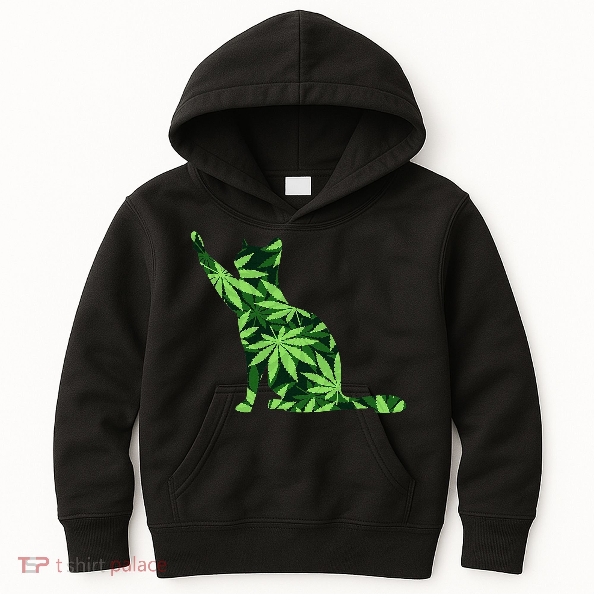 Cat Lover Marijuana Weed Smoker Funny Leaf Cannabis Kids Hoodie