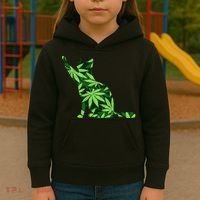 Cat Lover Marijuana Weed Smoker Funny Leaf Cannabis Kids Hoodie thumb 3